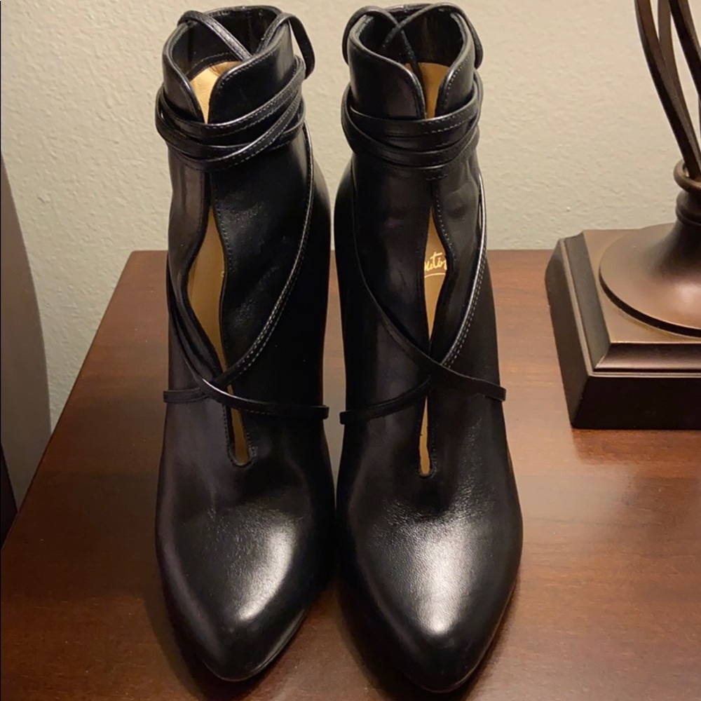 Christian Louboutin Black Leather Heel Bootie